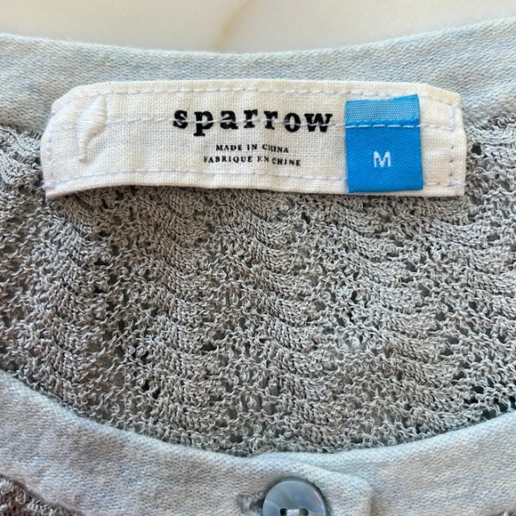 BEAUTIFUL SPARROW 3/4 SLEEVE SWEATER W/LACE INSET&PEARLIZED BUTTONS SZ-M ๐๐ - Picture 3 of 3